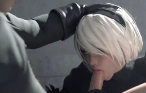 Nier Automata 3D Hentai - 2B Blowjob without blindfold nier automata blowjob 3d hentai